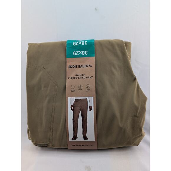 NWT Eddie Bauer Men's Rainer Fleece Lined Pant in Tan size 38 x 29 - Picture 5 of 5
